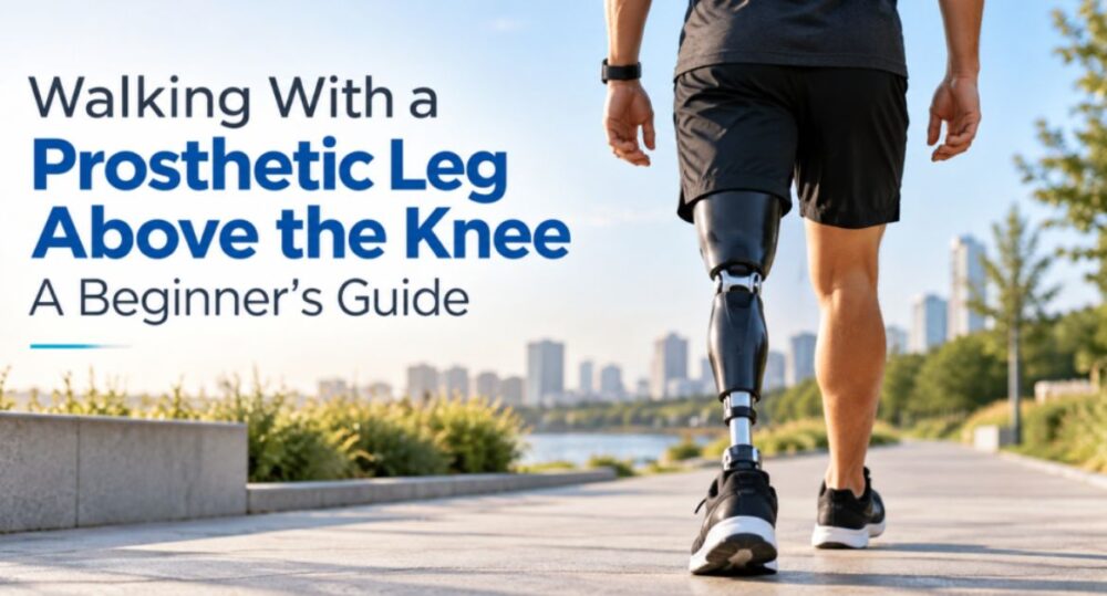 walking with prosthetic leg above knee