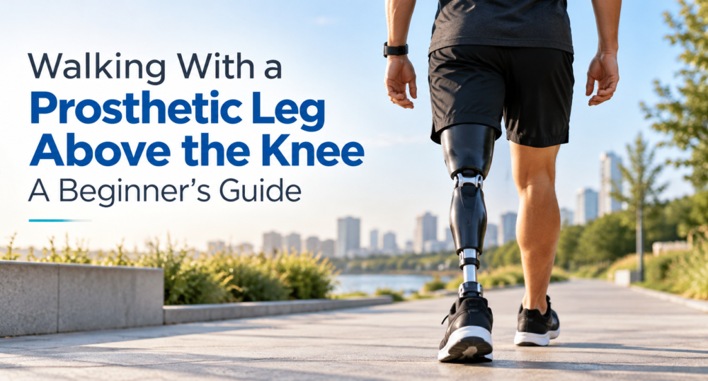walking with prosthetic leg above knee