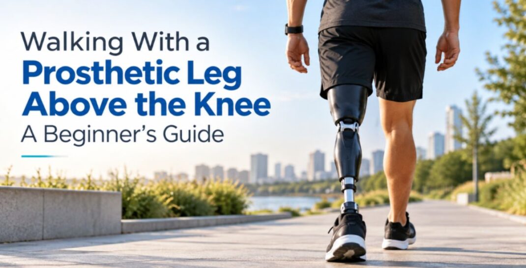 walking with prosthetic leg above knee