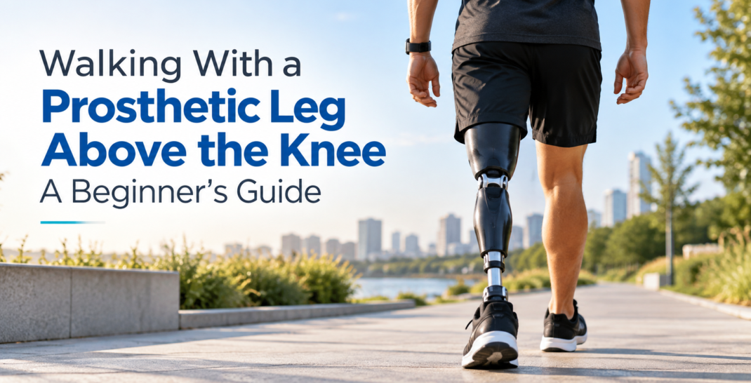 walking with prosthetic leg above knee