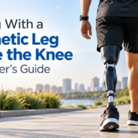 walking with prosthetic leg above knee